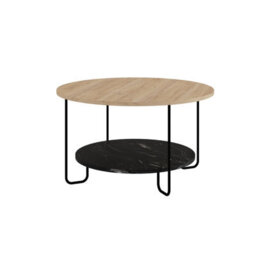 Decortie Corro Modern Coffee Table 80Cm Square Round Multipurpose Oak Lotus Living Room H 45Cm - thumbnail 2