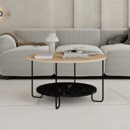 Decortie Corro Modern Coffee Table 80Cm Square Round Multipurpose Oak Lotus Living Room H 45Cm - thumbnail 1