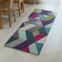 Blue Green Geometric Funky Handmade Luxurious Modern Wool Rug For Living Room And Bedroom-140Cm X 200Cm - thumbnail 5