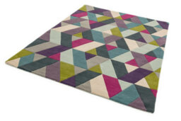 Blue Green Geometric Funky Handmade Luxurious Modern Wool Rug For Living Room And Bedroom-140Cm X 200Cm - thumbnail 3