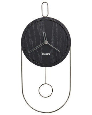Wyld And Coco Novaliving Wall Clock Black Mdf And Metal 20 X 45 Cm Pendulum Minimalist Rectangular - image 1