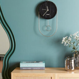 Wyld And Coco Novaliving Wall Clock Black Mdf And Metal 20 X 45 Cm Pendulum Minimalist Rectangular - thumbnail 2
