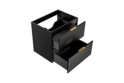 Impact Furniture Vanity Unit With Basin Black 600mm Bathroom Sink Cabinet Ribbed Fluted Wall Hung Adel - thumbnail 5