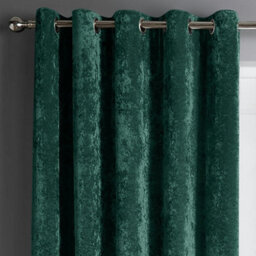 Intimates Crushed Velvet Ready Made Eyelet Curtains - Emerald - thumbnail 1