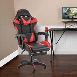 Office Chair Swivel Recliner Computer Desk Gaming Chair Red Black - thumbnail 5