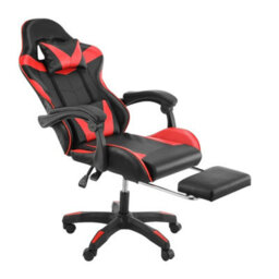 Office Chair Swivel Recliner Computer Desk Gaming Chair Red Black - thumbnail 3