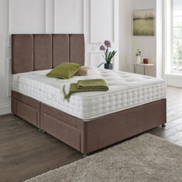 Dining Tables Zanzibar Headboard Divan Set , 2 Drawer On Same Side With Sprung 1500 Comfort Mattress - Plush Taupe - Double - thumbnail 1