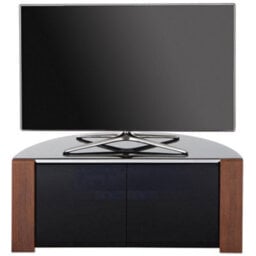 "Mda Designs Sirius 850 Black Remote Friendly Beam Thru Glass Door Walnut/oak Trims Up To 40"" Lcd/plasma/led Cabinet Tv"