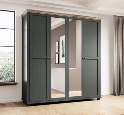 Arte Evora 20 Hinged Wardrobe W2000mm H2160mm D620mm - Green & Oak Lefkas Harmony - image 1