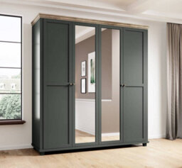 Arte Evora 20 Hinged Wardrobe W2000mm H2160mm D620mm - Green & Oak Lefkas Harmony - thumbnail 1