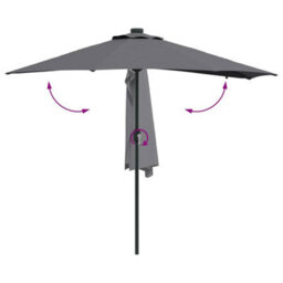 Berkfield Modern Garden Parasol With Led Strip Lights Anthracite Fabric - thumbnail 9
