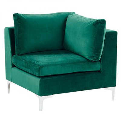 Beliani Corner Seat Evja Velvet Green - image 1