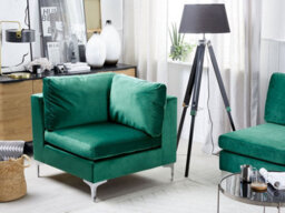 Beliani  Corner Seat Evja Velvet Green - thumbnail 2