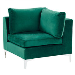 Beliani  Corner Seat Evja Velvet Green - thumbnail 1