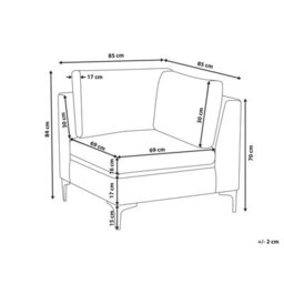 Beliani  Corner Seat Evja Velvet Green - thumbnail 3