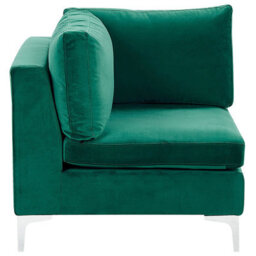 Beliani  Corner Seat Evja Velvet Green - thumbnail 4