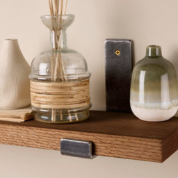 Off the Grain Wooden Wall Shelf With Inverted Brackets - 140Cm Oak Shelf With Walnut Finish - thumbnail 5