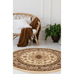 Melrose Classic Traditional Cream Vintage Round Rug 133X133Cm - thumbnail 1