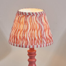 Luminosa Lighting Luminosa Bibury Satin Pink Clay Paint Table Lamp With Coral Pink Fabric Ripple Shade 20Cm B22 - thumbnail 4