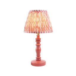 Luminosa Lighting Luminosa Bibury Satin Pink Clay Paint Table Lamp With Coral Pink Fabric Ripple Shade 20Cm B22