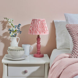 Luminosa Lighting Luminosa Bibury Satin Pink Clay Paint Table Lamp With Coral Pink Fabric Ripple Shade 20Cm B22 - thumbnail 3