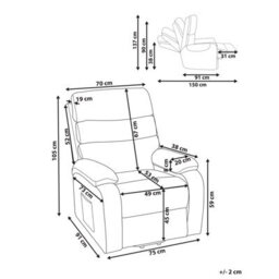 Beliani Electric Recliner Chair Rise With Footrest Fabric Light Beige - thumbnail 3