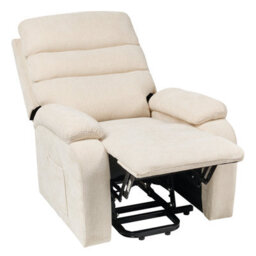 Beliani Electric Recliner Chair Rise With Footrest Fabric Light Beige - thumbnail 6