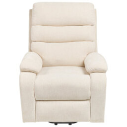 Beliani Electric Recliner Chair Rise With Footrest Fabric Light Beige - thumbnail 4