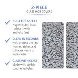 Coopers of Stortford Set Of 2 Granite Effect Glass Hob Covers - Use As A Worktop Protector, Cutting/serving Surface Or Hob Cover, Anti Slip Feet - thumbnail 2