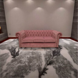 Chesterfield 3 Seater Pimlico Lilac Fabric Sofa Settee Bespoke In Classic Style - thumbnail 3