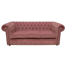 Chesterfield 3 Seater Pimlico Lilac Fabric Sofa Settee Bespoke In Classic Style - thumbnail 1