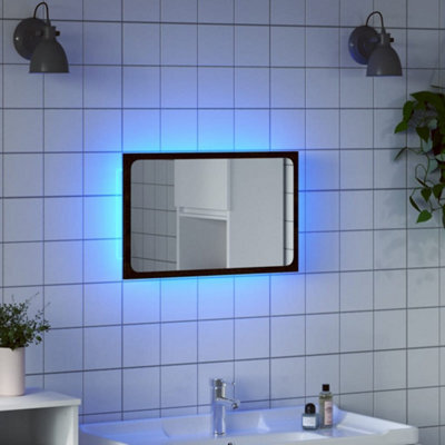Walplus Led Bathroom Mirror Brown Oak 60X8.5X38 Cm Engineered Wood - image 1