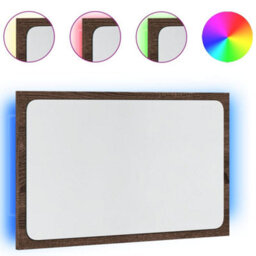 Walplus Led Bathroom Mirror Brown Oak 60X8.5X38 Cm Engineered Wood - thumbnail 2