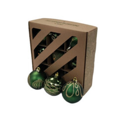 Premier Decorations Limited 9 Decorated Dark Green Christmas Tree Baubles Hanging Tree Ornaments 6Cm - thumbnail 2