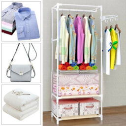 Clothes Coat Rail Garment Dress Hanging Shoe Rack Shelf Storage Display Stand Uk - thumbnail 3