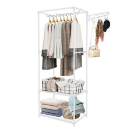 Clothes Coat Rail Garment Dress Hanging Shoe Rack Shelf Storage Display Stand Uk - thumbnail 1