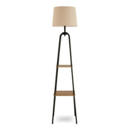 Furniturebox Uk Kessia Black Standing Floor Lamp With Shelves - thumbnail 4