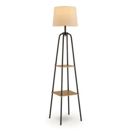 Furniturebox Uk Kessia Black Standing Floor Lamp With Shelves - thumbnail 5