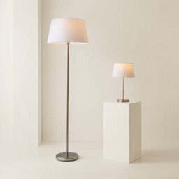 Valuelights Charles Brushed Chrome Table Lamp With White Tapered Shade - thumbnail 6