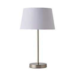 Valuelights Charles Brushed Chrome Table Lamp With White Tapered Shade - thumbnail 7