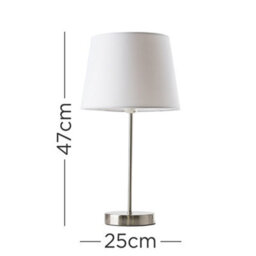 Valuelights Charles Brushed Chrome Table Lamp With White Tapered Shade - thumbnail 9