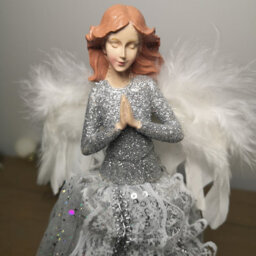 Samuel Alexander 28Cm Premier Christmas Tree Top Angel Decoration With Feather Wings In Silver - thumbnail 2