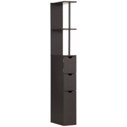 Homcom Tall Bathroom Storage Cabinet With Shelf And Drawers, Brown - thumbnail 2