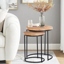 Home Source Elkart Acacia Nest Of 2 Round Tables