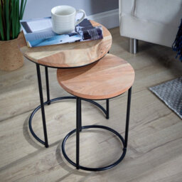 Home Source Elkart Acacia Nest Of 2 Round Tables - thumbnail 2