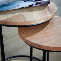 Home Source Elkart Acacia Nest Of 2 Round Tables - thumbnail 4