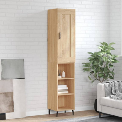 Berkfield Highboard Sonoma Oak 34.5X34X180 Cm Engineered Wood - image 1