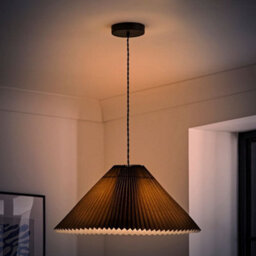Valuelights Akira Black Hanging Pendant Ceiling Light With Pleated Lampshade - Led Bulb Included - thumbnail 3