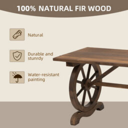 Outsunny Outsuny Outdoor Coffee Table Dining Table Patio Display Desk Natural Fir Wood - thumbnail 4