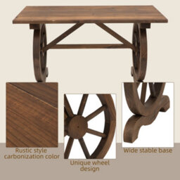 Outsunny Outsuny Outdoor Coffee Table Dining Table Patio Display Desk Natural Fir Wood - thumbnail 5